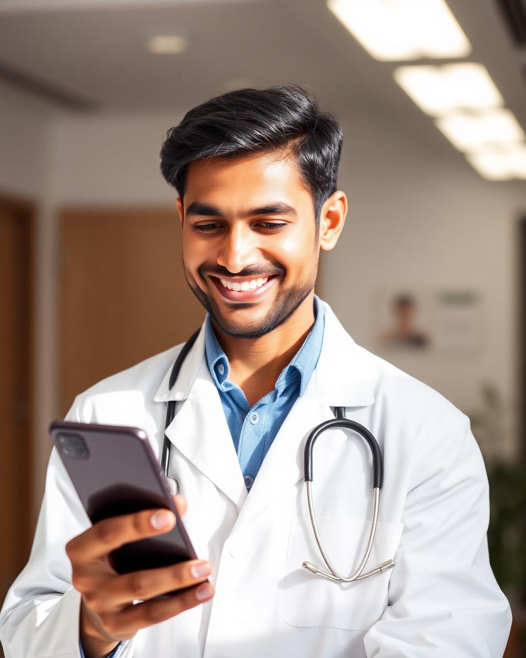 Doctor using Weisscoat on phone